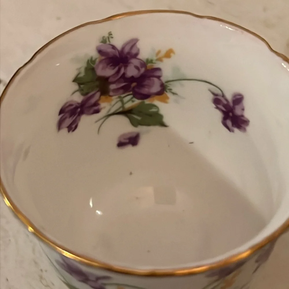 Vintage Stanley England fine bone china small violet teacup and saucer - Picture 6 of 8